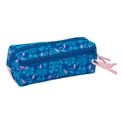 Portatodo triple azul de Stitch Disney con cremalleras rosas