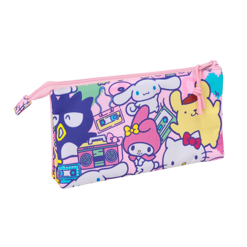 Portatodo triple rosa Hello Kitty & Friends con tres cremalleras - 2