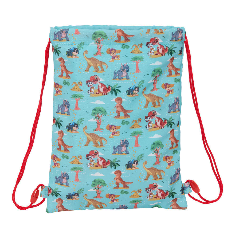 Saco azul Paw Patrol Dino Rescue con dinosaurios y cordones rojos - 2