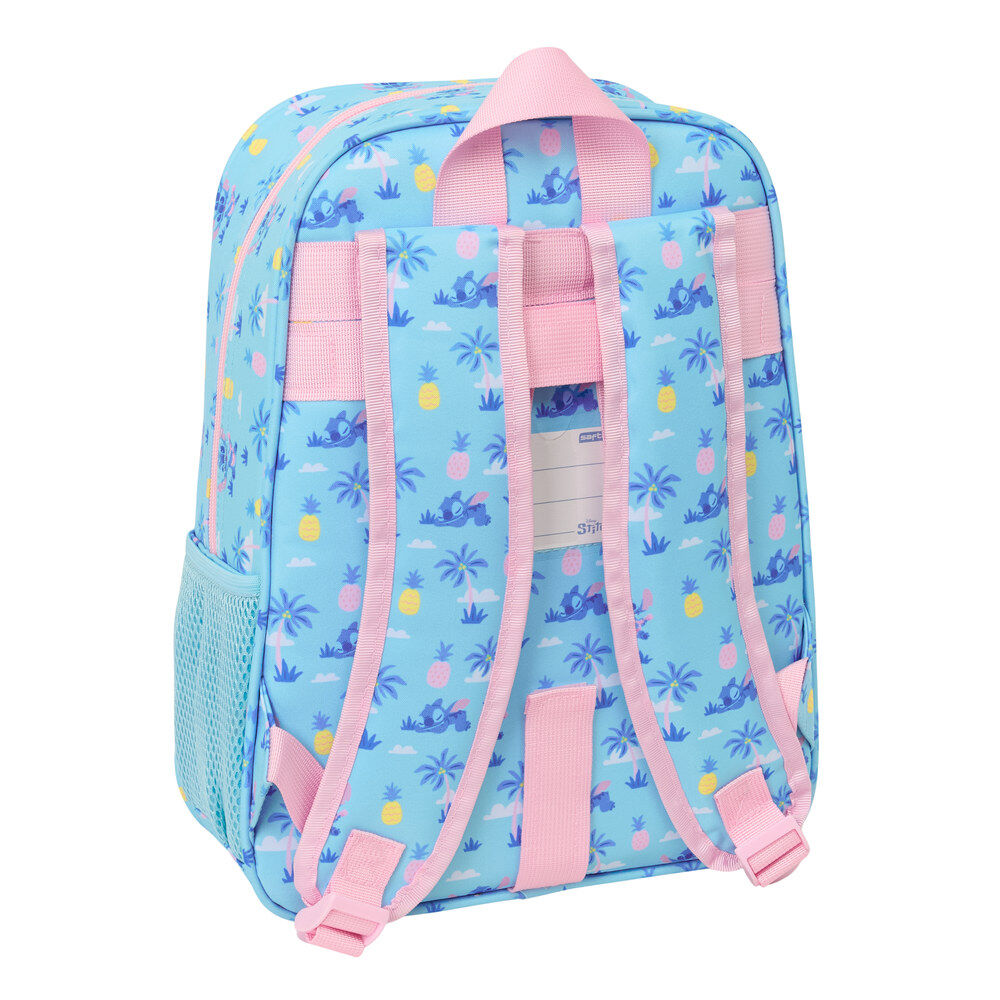 Mochila escolar azul de Stitch Disney con estampado tropical y bolsillo frontal - 2