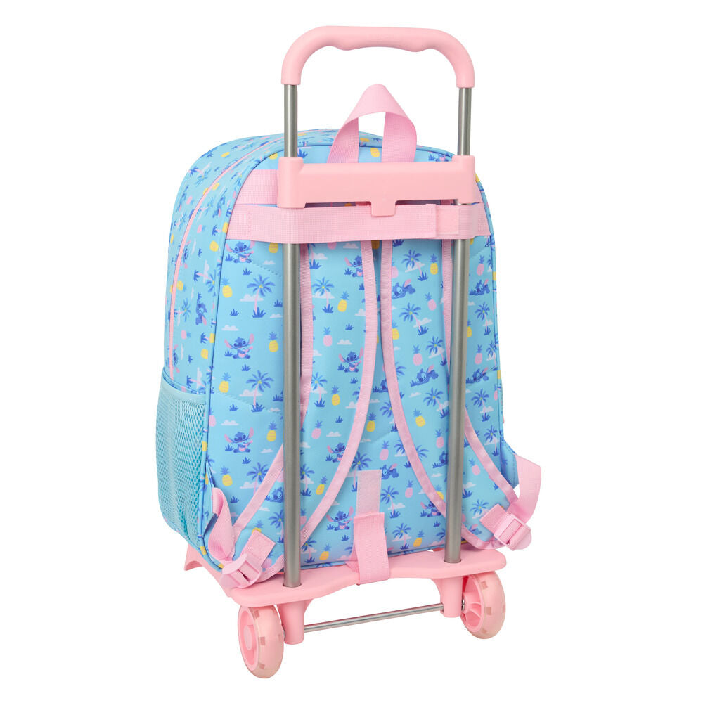 Trolley mochila Stitch Disney azul y rosa con carro extensible - 2