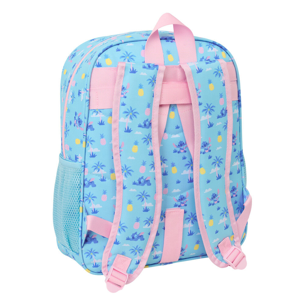 Mochila azul Disney Stitch Waves con bolsillo frontal y laterales portabotellas - 2