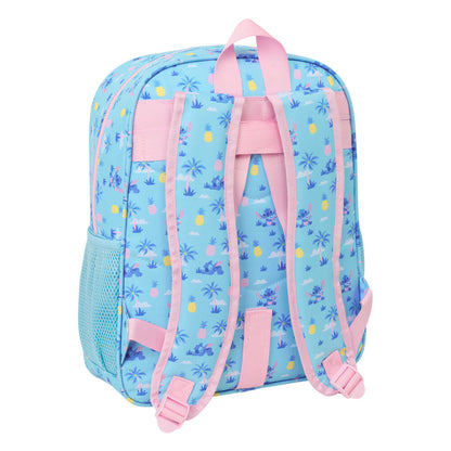 Mochila azul Disney Stitch Waves con bolsillo frontal y laterales portabotellas - 2