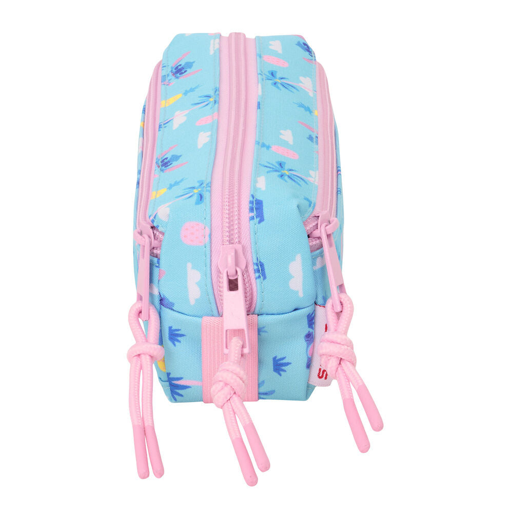 Portatodo triple azul de Stitch Disney con tres cremalleras - 3