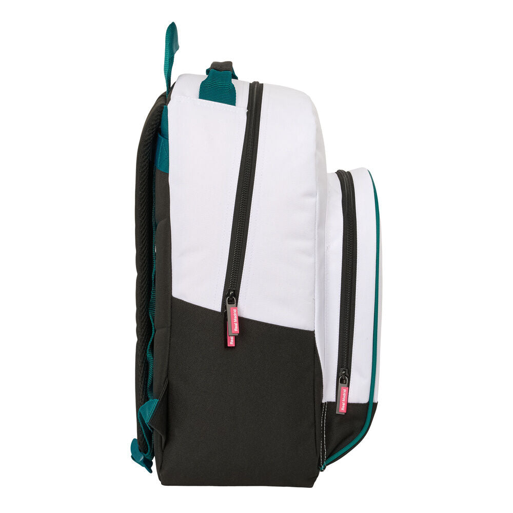 Mochila escolar Real Madrid 26/27 blanca y negra de 42 cm - 3