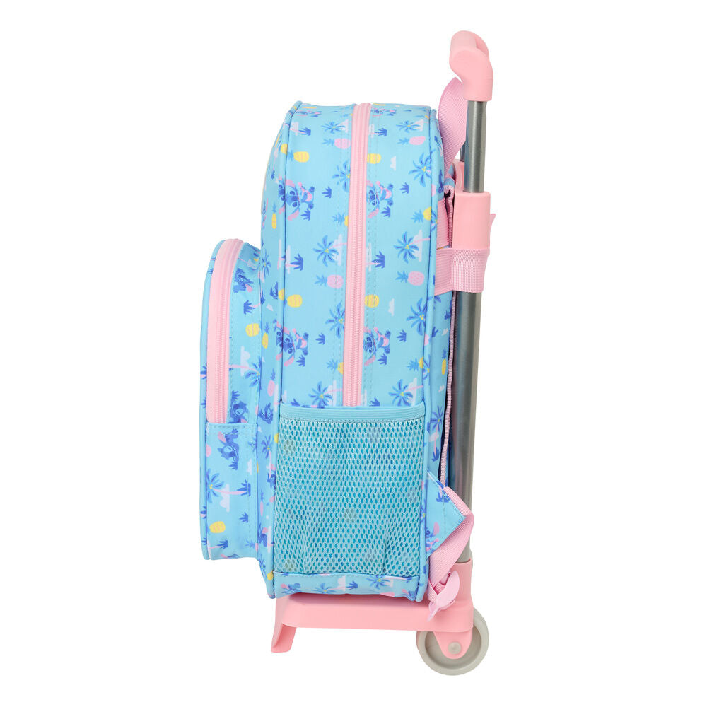 Trolley mochila Stitch Disney azul y rosa con carro - 3