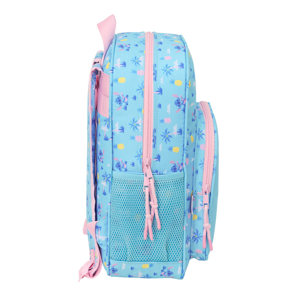 Mochila azul Disney Stitch Waves con bolsillo frontal y laterales portabotellas - 3