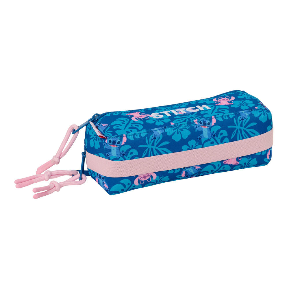 Portatodo triple azul de Stitch Disney con cremalleras rosas - 3