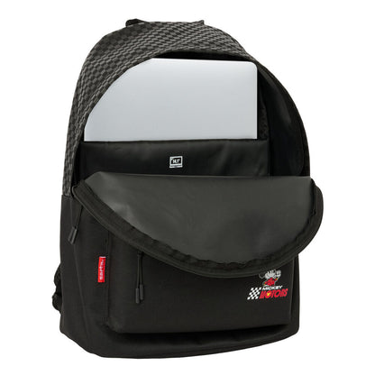 Mochila negra Mickey Disney Racing con detalles de cuadros - 4