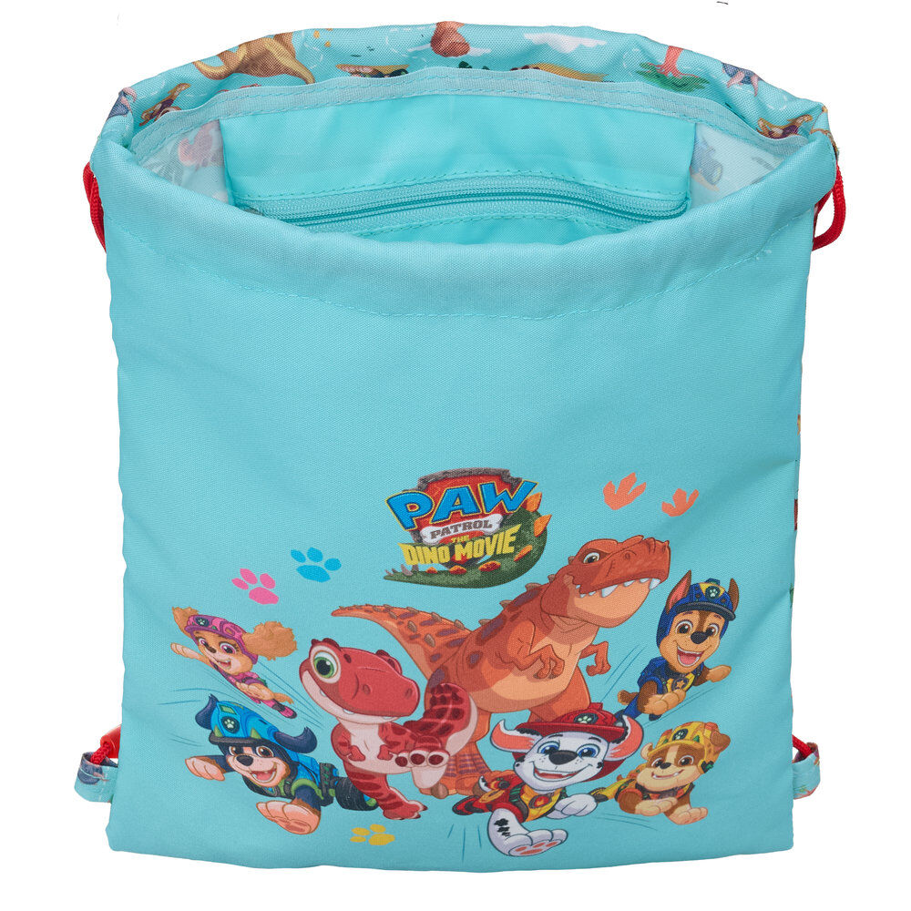 Saco azul Paw Patrol Dino Rescue con dinosaurios y cordones rojos - 4