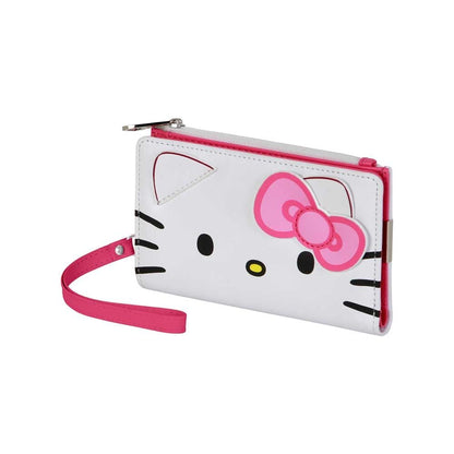 Cartera blanca de Hello Kitty con lazo rosa y correa de muñeca