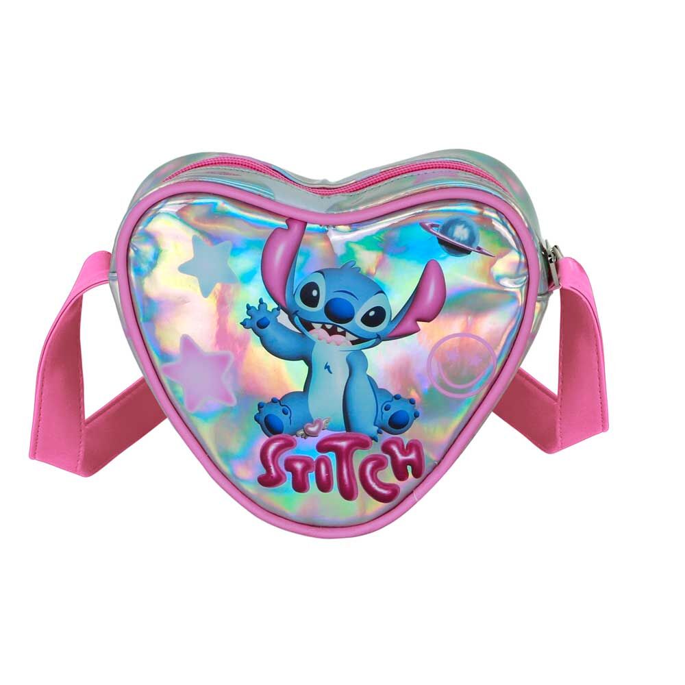 Bolso bandolera de corazón Stitch Disney rosa con acabado iridiscente - 2