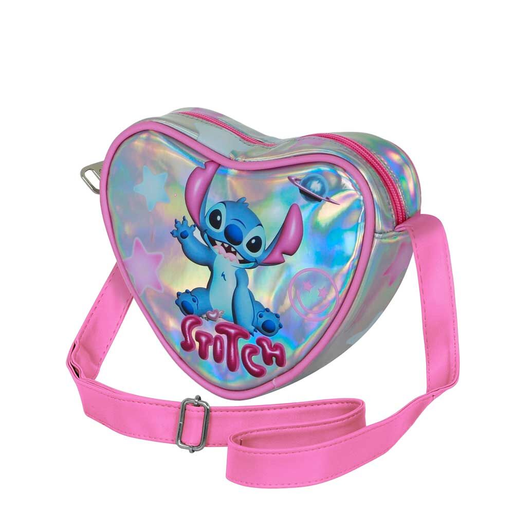 Bolso bandolera de corazón Stitch Disney rosa con acabado iridiscente - 3
