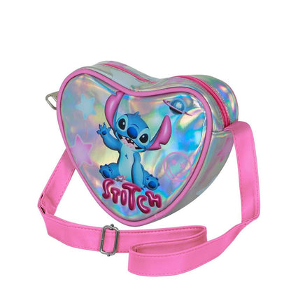 Bolso bandolera de corazón Stitch Disney rosa con acabado iridiscente - 3