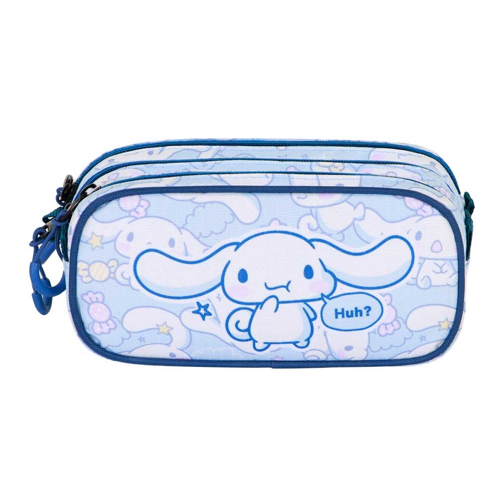 Portatodo triple de Cinnamoroll en tonos azules y lilas