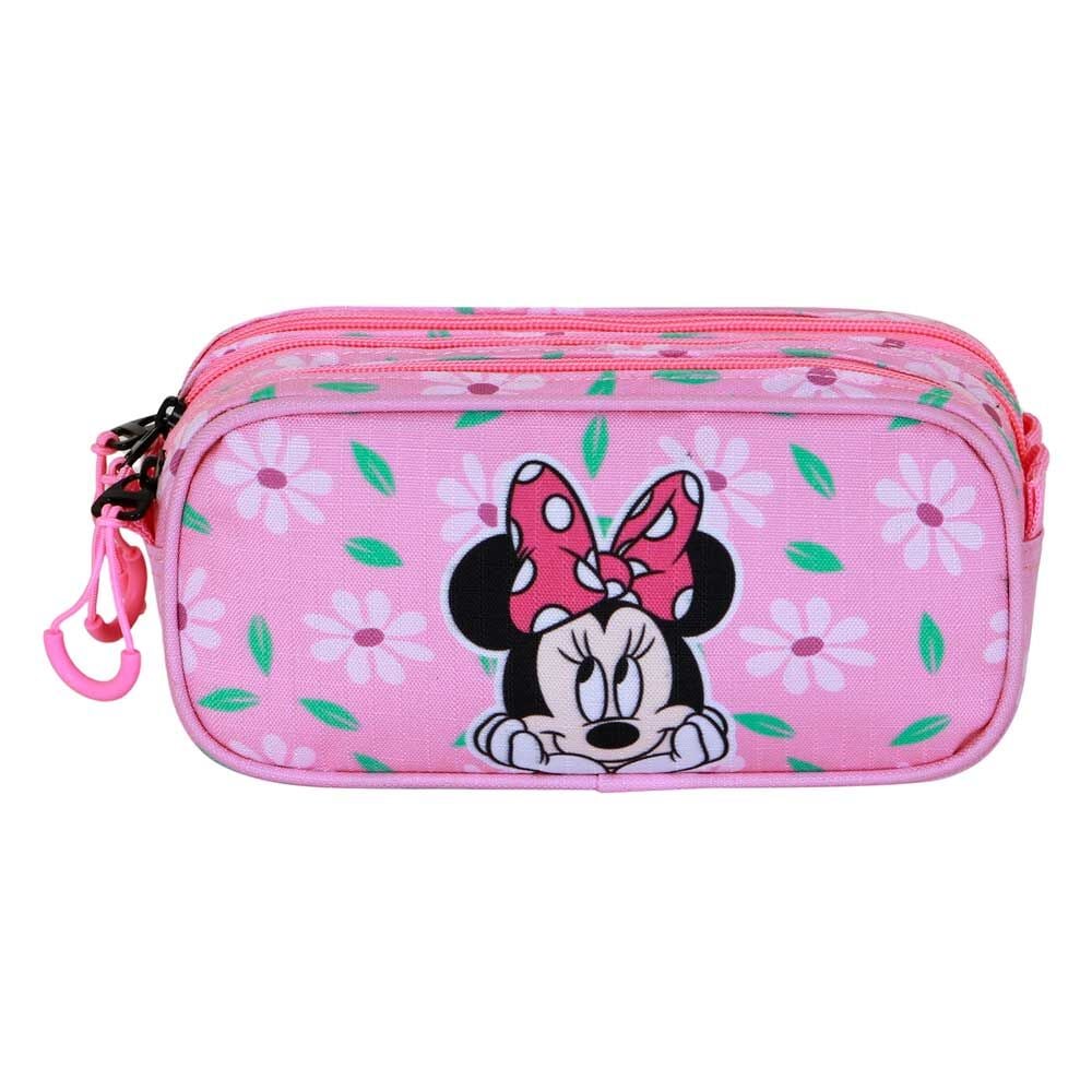 Portatodo triple rosa de Minnie Disney con flores