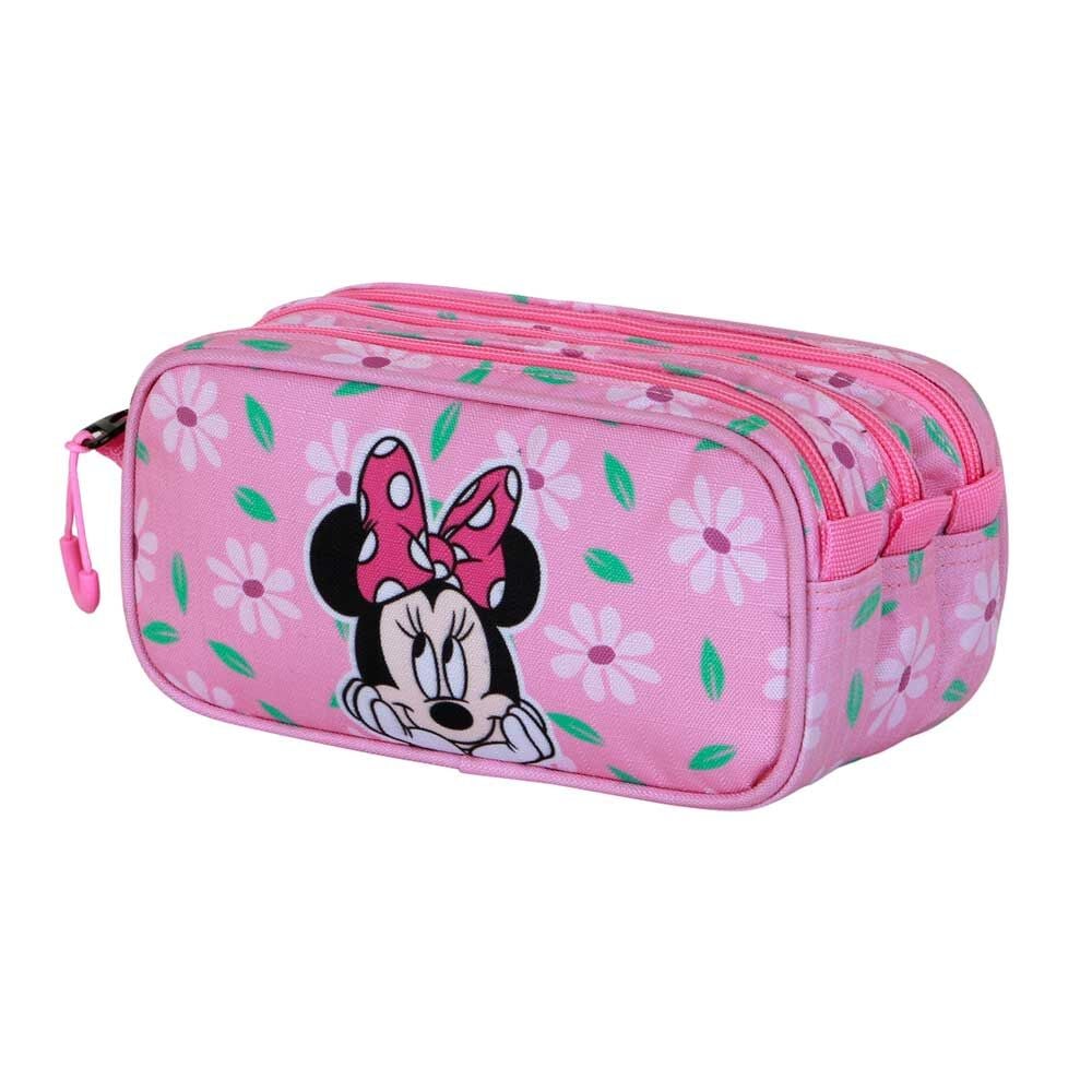 Portatodo triple rosa de Minnie Disney con flores - 3
