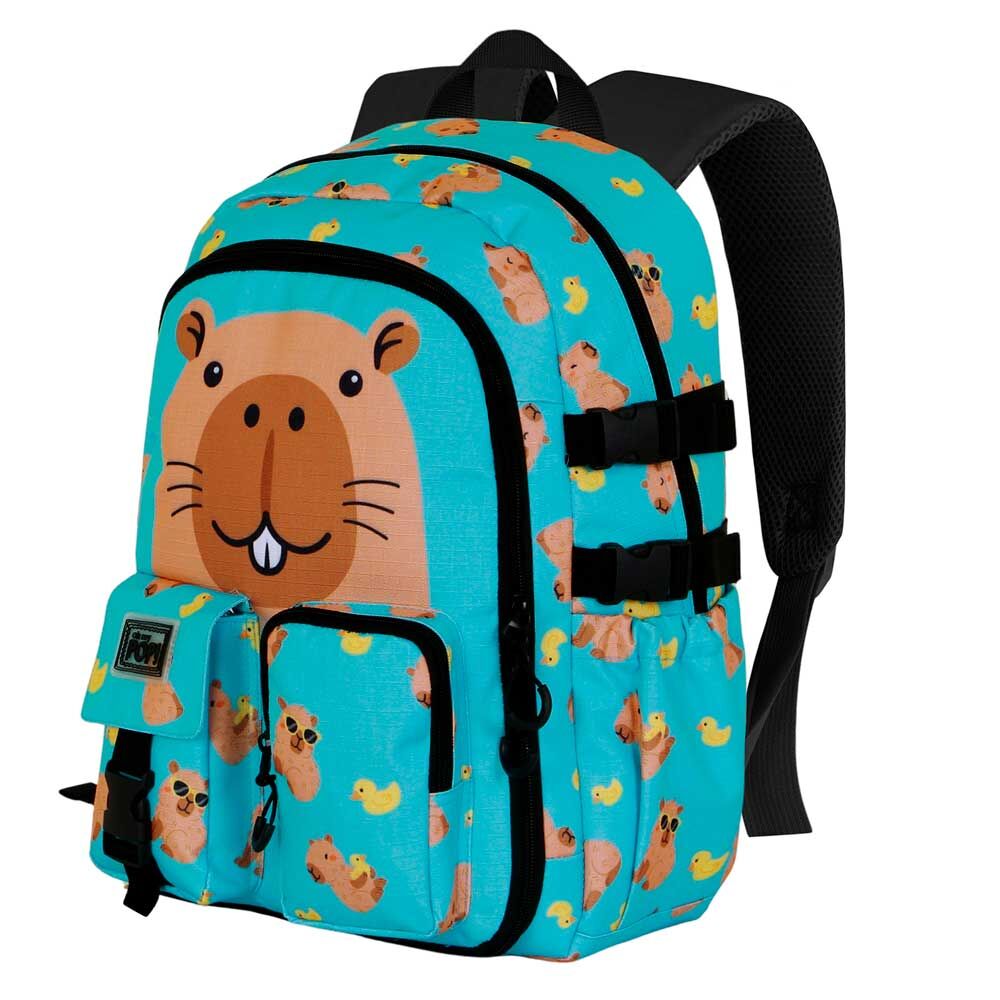 Mochila turquesa Oh My Pop! con diseño de capibara