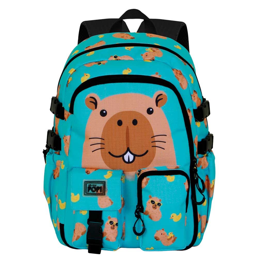Mochila turquesa Oh My Pop! con diseño de capibara - 6