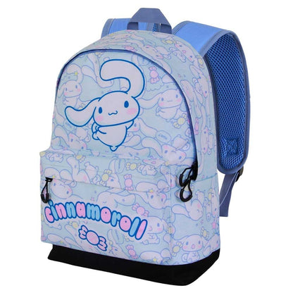 Mochila azul de Cinnamoroll Hello Kitty con bolsillo frontal