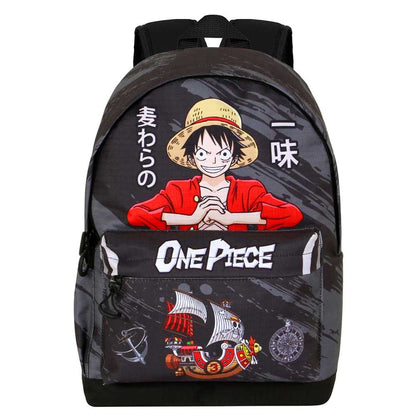 Mochila negra de One Piece con Luffy y el barco de la tripulación - 3
