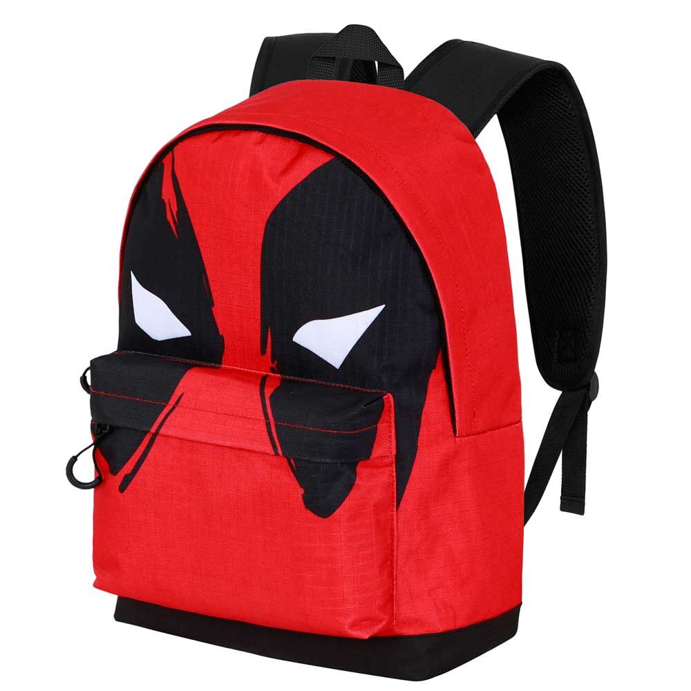 Mochila roja y negra de Deadpool Marvel con bolsillo delantero