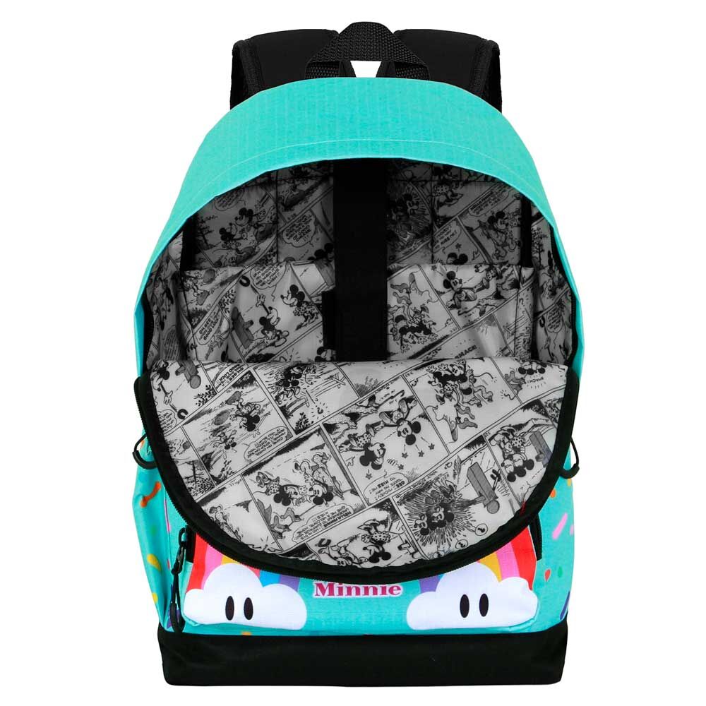 Mochila turquesa Rainbow de Minnie Disney con arcoíris frontal - 3