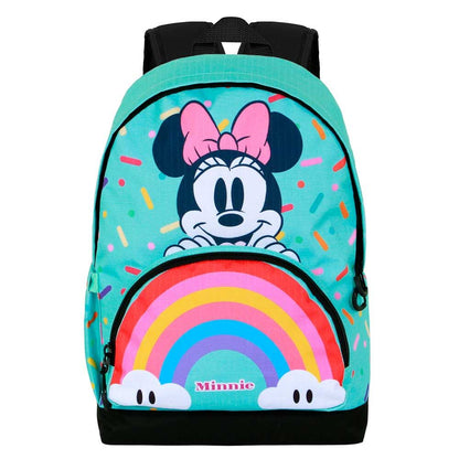 Mochila turquesa Rainbow de Minnie Disney con arcoíris frontal - 4