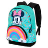 Mochila turquesa Rainbow de Minnie Disney con arcoíris frontal