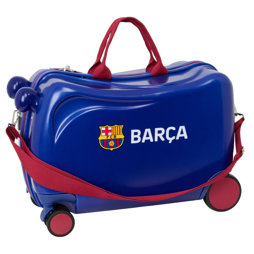 Maleta trolley azul del F.C. Barcelona con ruedas y escudo frontal - 3