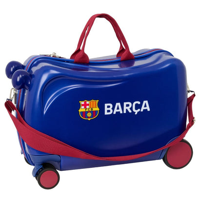 Maleta trolley azul del F.C. Barcelona con ruedas y escudo frontal - 3