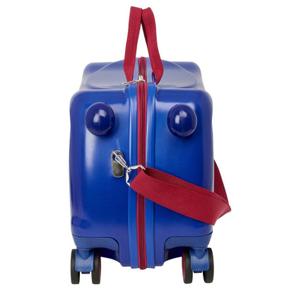 Maleta trolley azul del F.C. Barcelona con ruedas y escudo frontal - 4