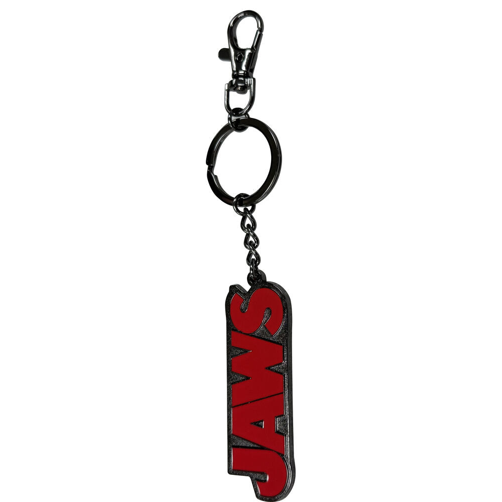 Llavero metálico Jaws con logo rojo y negro