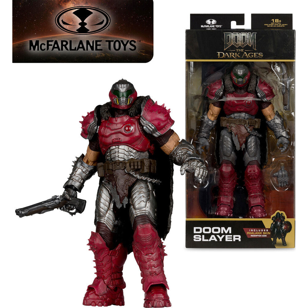 Figura articulada Doom Slayer Phalanx de 18 cm con armadura roja y arma