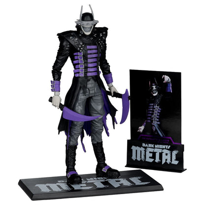 Figura The Batman Who Laughs de DC Comics en negro y morado con base