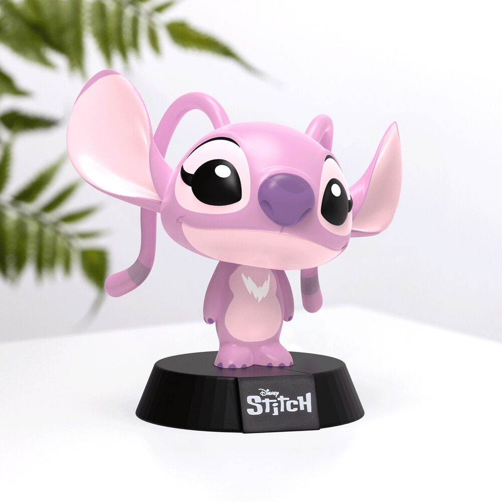 Lámpara 3D de Angel de Disney Stitch sobre base negra