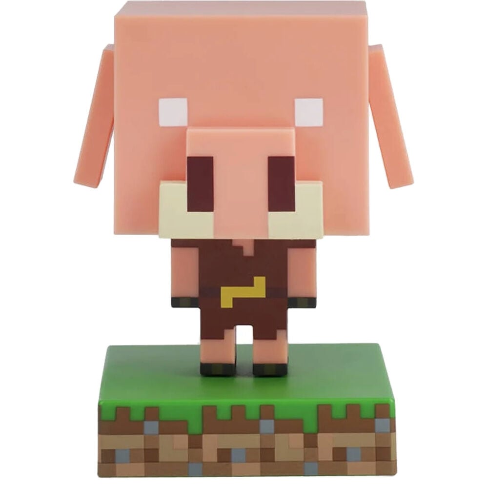 Lámpara Piglin de Minecraft PALADONE sobre base de césped y tierra