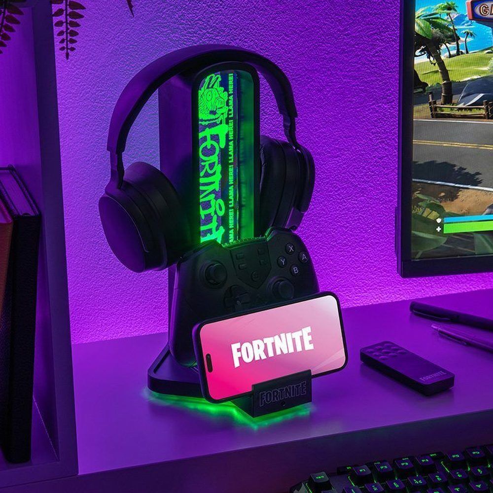 Soporte Fortnite 3 en 1 con auriculares, controlador y luz RGB - 2