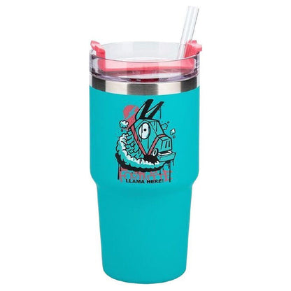 Vaso térmico Fortnite Gamer turquesa de 600 ml con tapa y pajita - 2