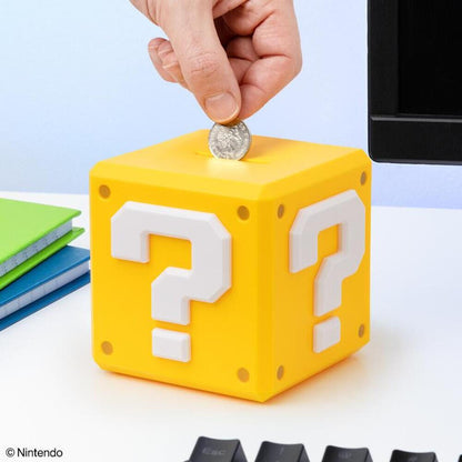 Hucha amarilla Question Block de Super Mario con signo de interrogación blanco - 2