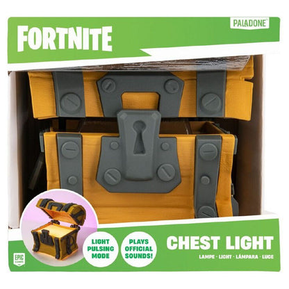 Lámpara cofre de Fortnite abierta en naranja y gris - 4