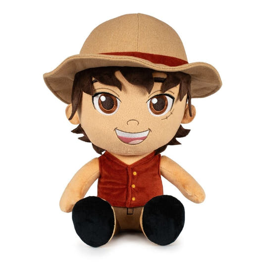 Peluche de Luffy de One Piece con sombrero de paja y chaleco rojo