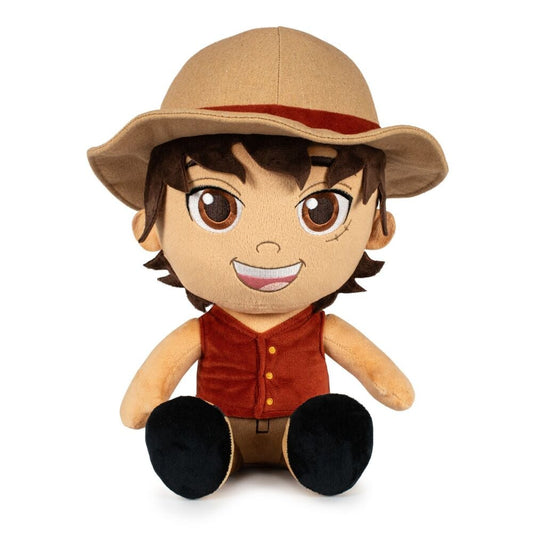 Peluche de Luffy de One Piece con sombrero de paja y chaleco rojo