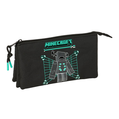 Portatodo triple negro SAFTA Minecraft con gráfico turquesa
