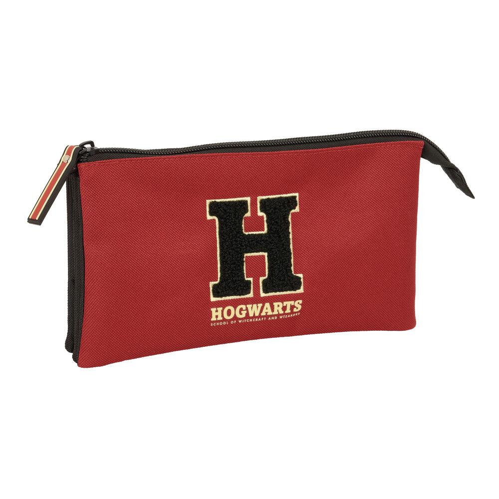 Portatodo triple rojo de Hogwarts Harry Potter con tres cremalleras