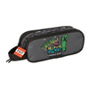 Portatodo doble SAFTA Minecraft Graffiti gris con dos cremalleras