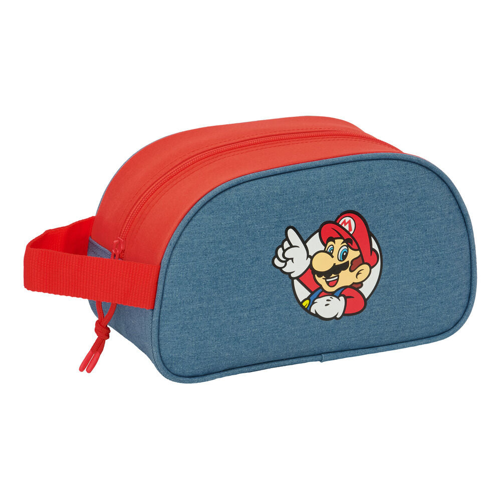 Neceser azul y rojo de Super Mario con asa lateral
