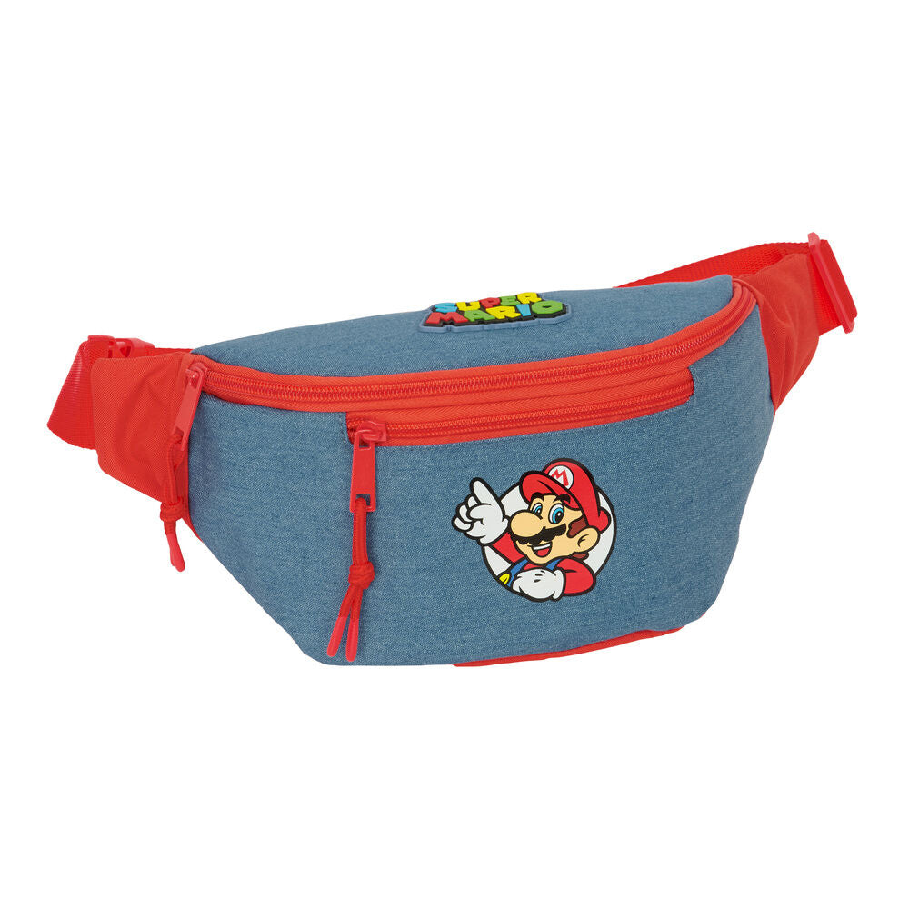 Riñonera Super Mario SAFTA azul y roja con imagen de Mario