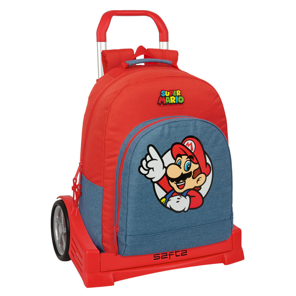 Trolley extraíble SAFTA rojo y azul con diseño de Super Mario