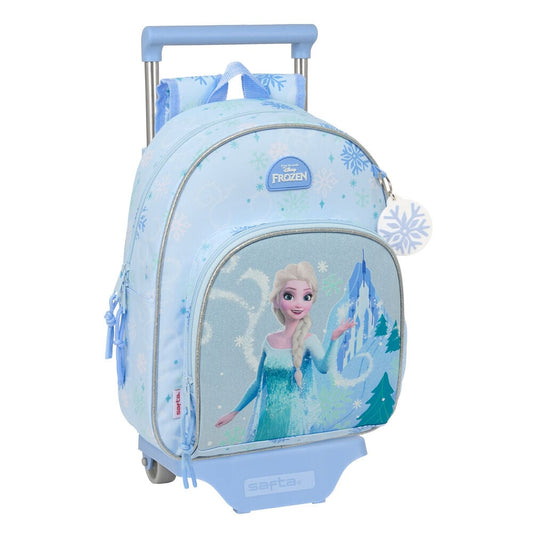 Trolley escolar Frozen Disney azul con Elsa y carro extraíble